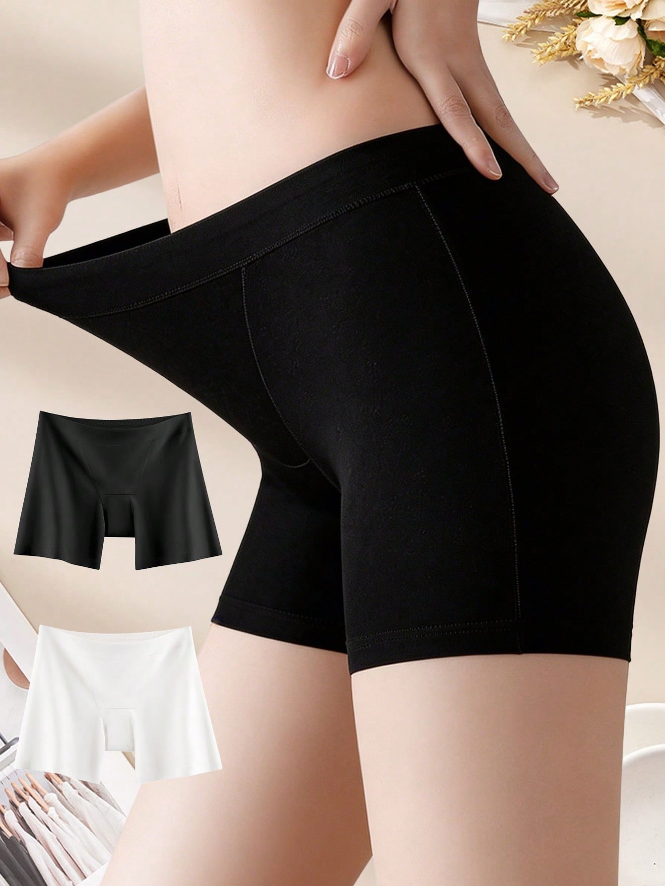 Boxer Brief Pack Cotton - 2 Stück Baumwoll-Sicherheitsshorts für Damen, hochtaillierte,