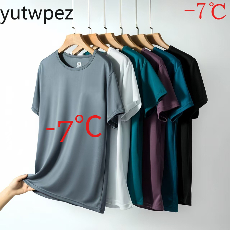 T Shirt Tight Fit - Sommer Eisseide Herren T-Shirt Kurzarm Rundhals
