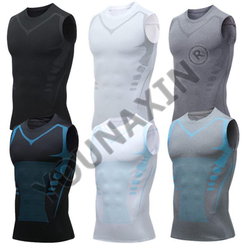 Base Layer Top - 3-teiliges Set Herren Ärmellose T-Shirts, Baselayer-Weste