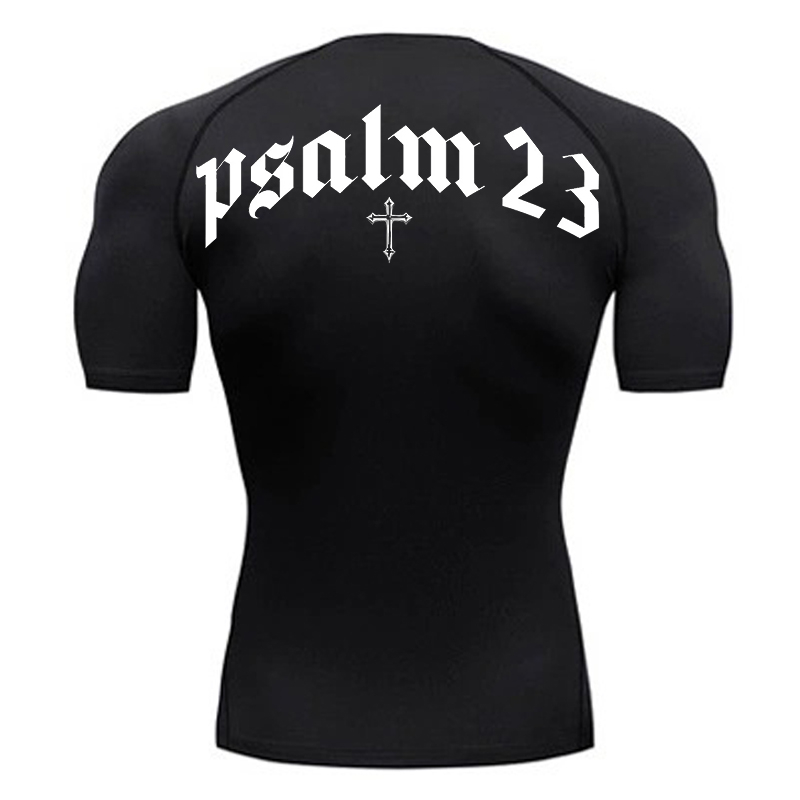 Base Layer Top - Psalm 23-Kreuzdruck-Kompressionsshirt für Herren, sportlich, schnell