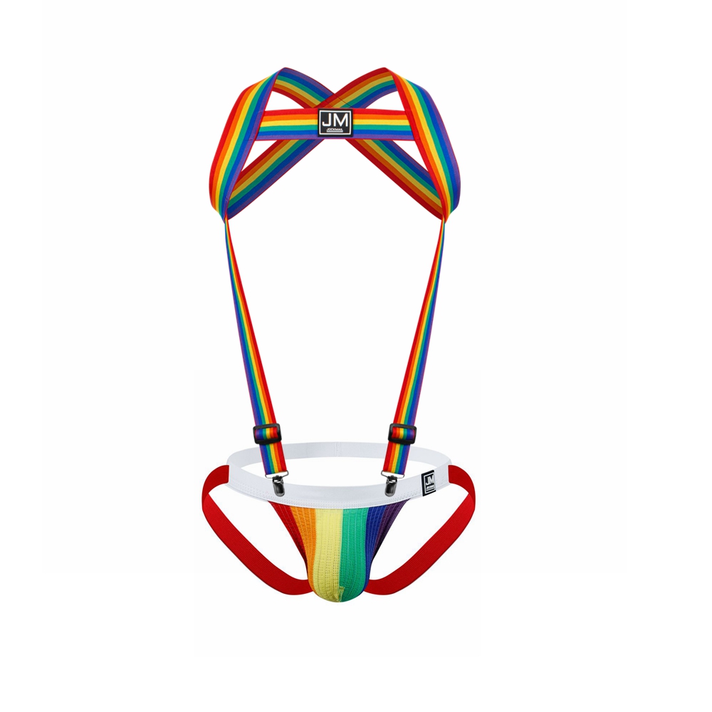 Jockstrap Athletic - Regenbogen-Körpergeschirr, verstellbarer Gummiband, abnehmbarer Split-Typ, Give