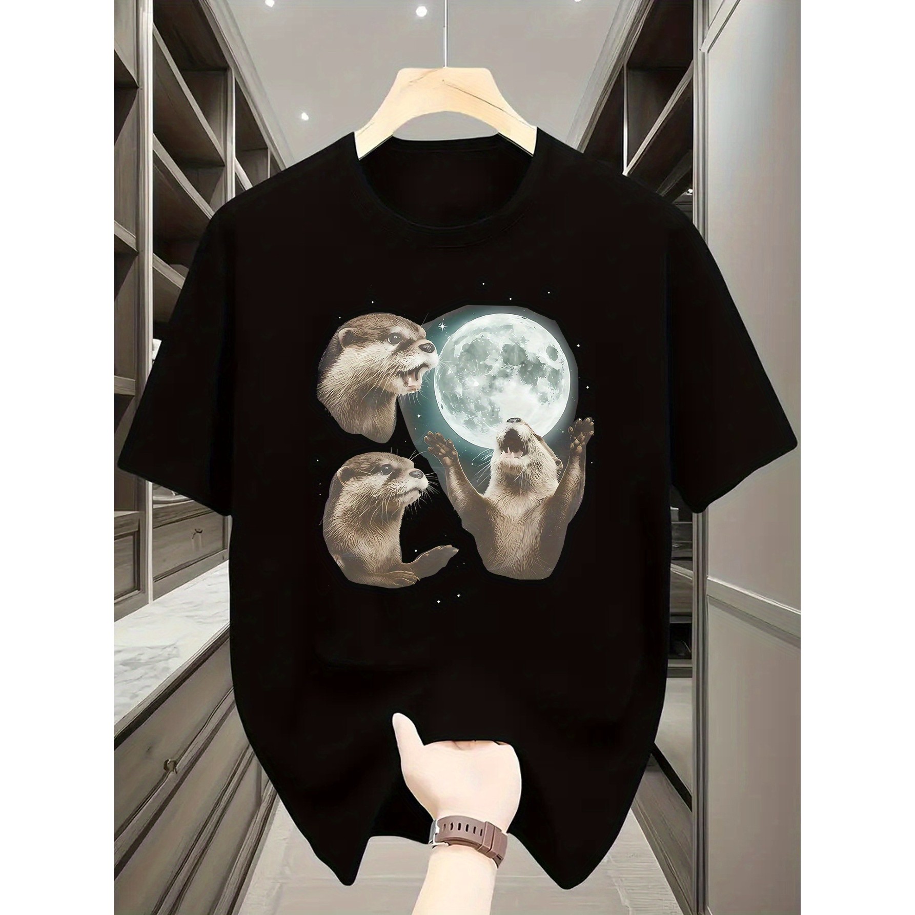 Playful Otters Under Moonlight – Undershirt Crew Neck Bewertung und Preis