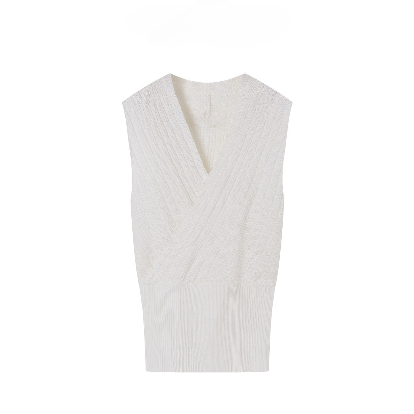 Damen Ärmellose Wickel-Strickw – Tank Top Ribbed Bewertung und Preis